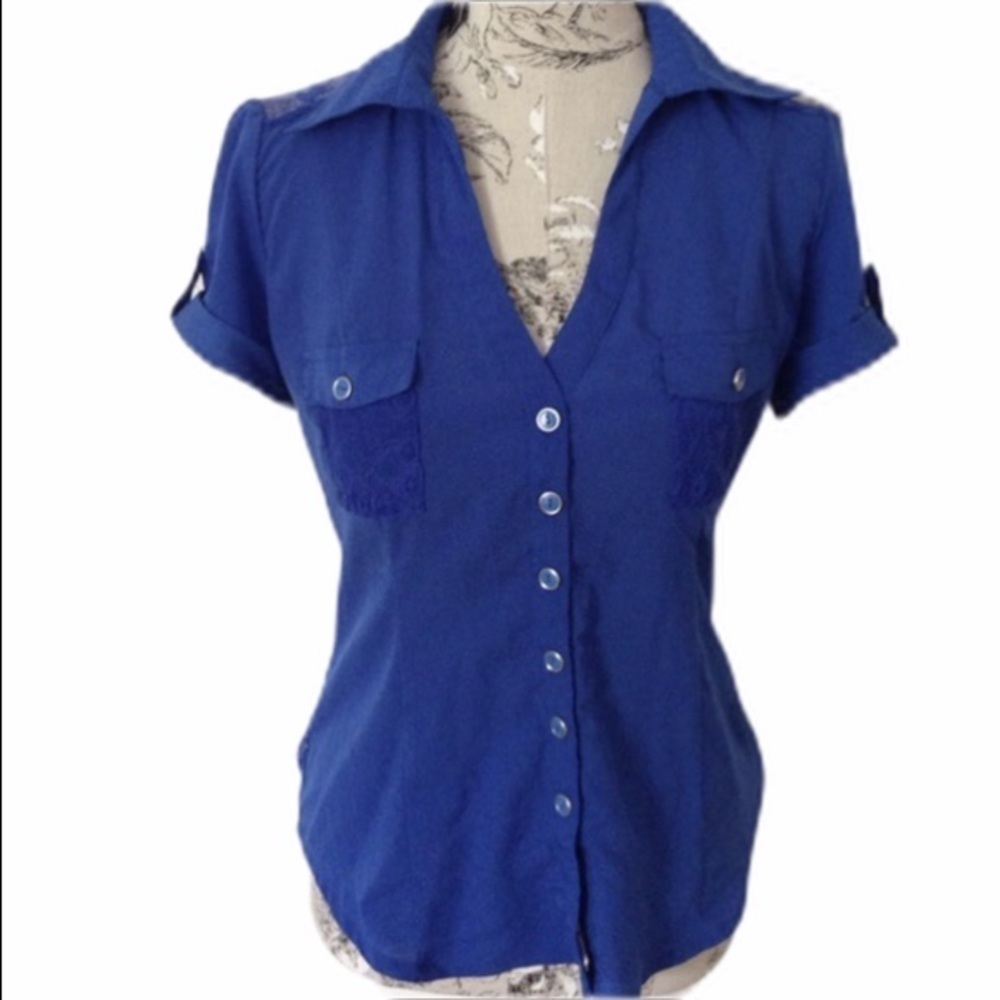 🆕 Heart Soul Cobalt Blue Lace Blouse M